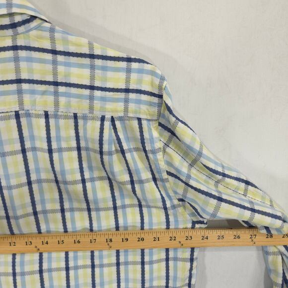 Tommy Bahama Shirt Mens L Blue Yellow Plaid Pinehurst Putter Boy Cuff Button Up - Picture 9 of 11